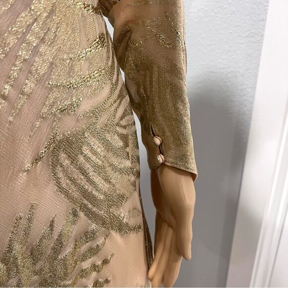 Judy Hornby Couture 1980s Ruffled 100% Silk Peach Dress Bias Cut Vintage Sz 14 - Picture 9 of 14